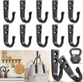 12 Pcs Metal Wall Hooks, Coat Hook, Hooks for Hanging，Suitable for Towels, Hats, Jackets, Backpacks, Keys, Coffee Mugs (Black)