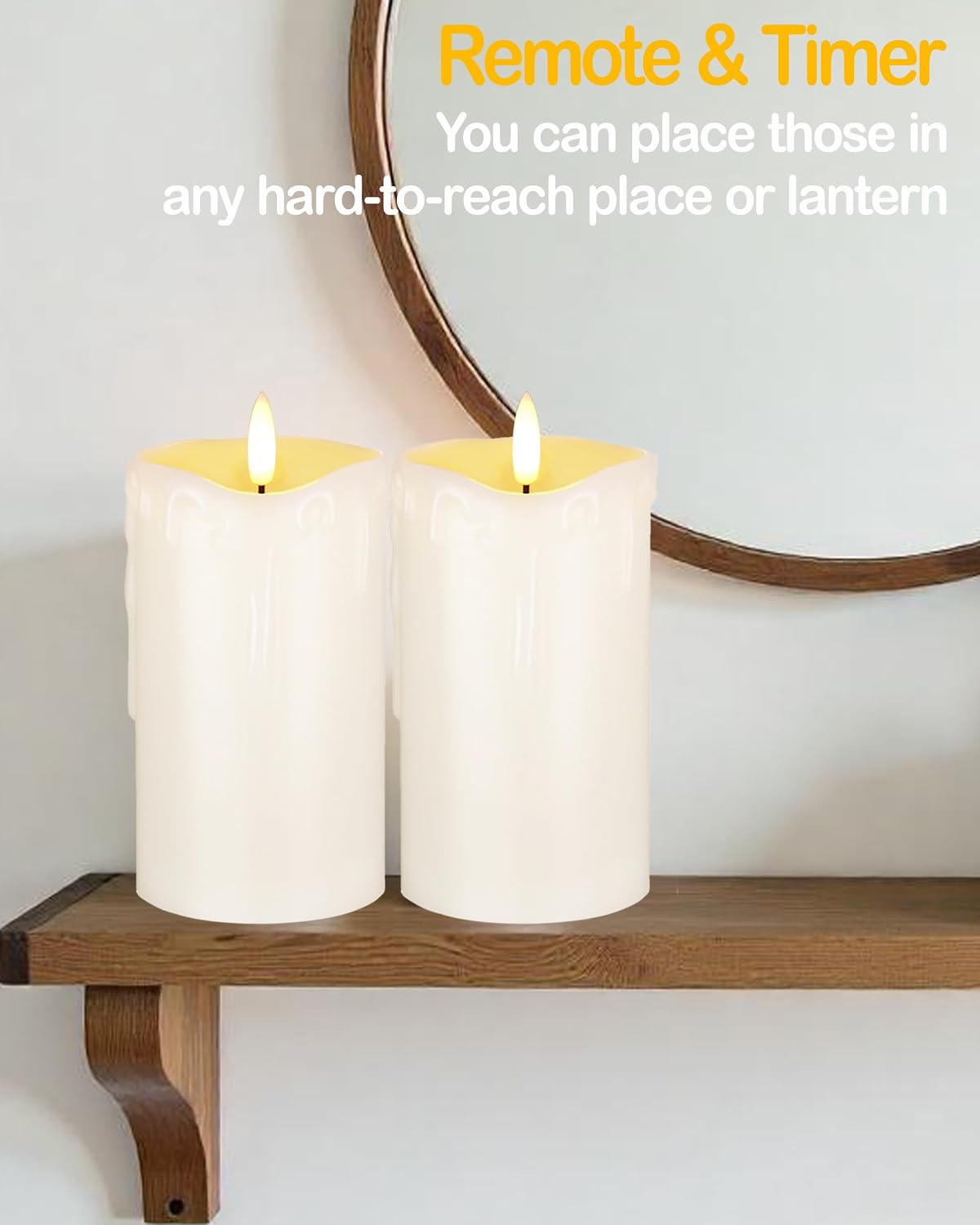 Gmnee 3"x6" Flickering Flameless Candles with Remote Timer, LED, Real Wax