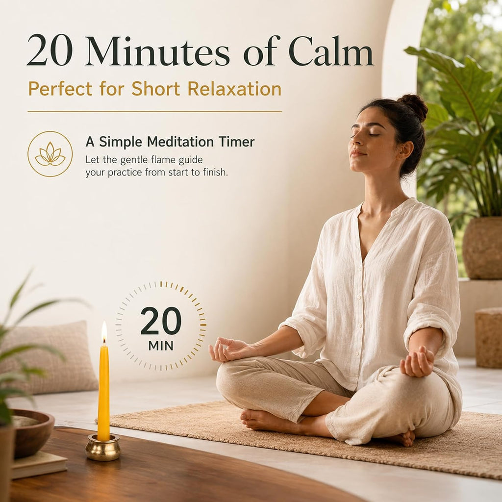 20 Minute Meditation Candles, 40 Pack Unscented Beeswax Candles,3.15 Inch