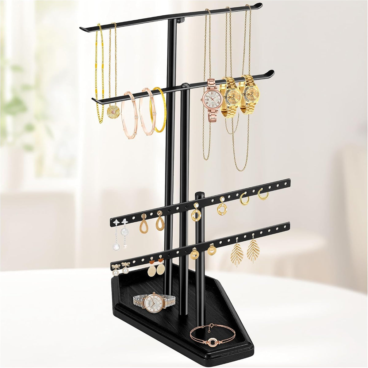 Gothic Jewelry Towers Goth Coffin Decor Earring Ring Bracelet Holder 4-Tier