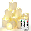Topstone Flickering Flameless LED Tea Lights, Dimmable Battery Operated Fake Candles with Dual Remotes, Steady & Flicker Modes, 12 Pack Bulk for Christmas Halloween Holiday Decor