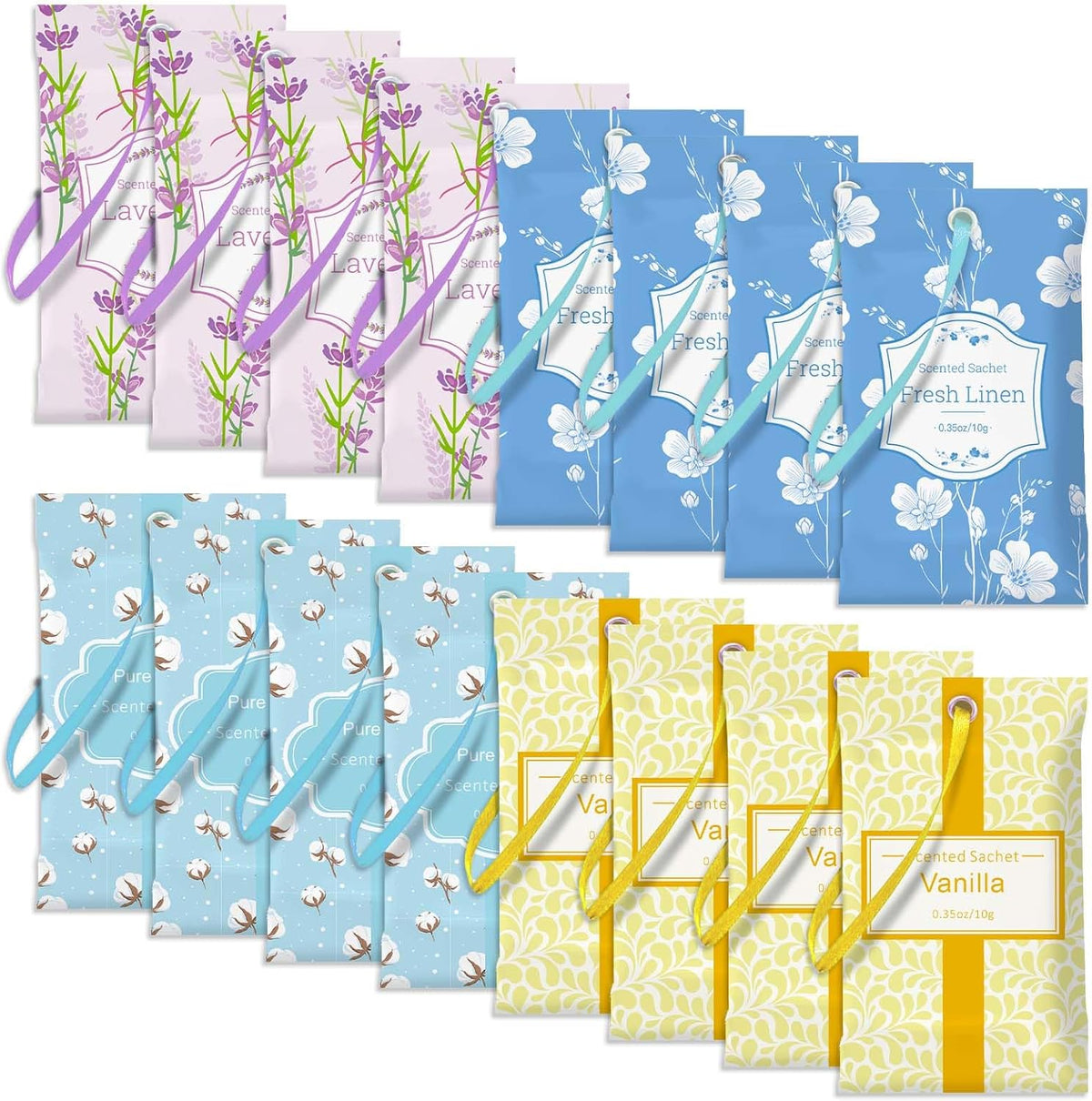 SCENTORINI Scented Sachets for Drawers and Closets, 16 Assorted Pack