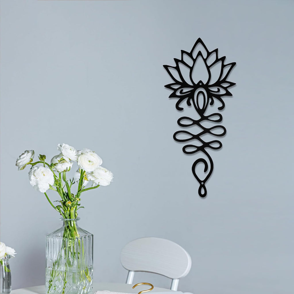 Xedatric Lotus Flower Wall Decor Black Metal Yoga Wall Art with Lotus
