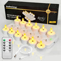12PCS Rechargeable Led Tea Lights Candles with Charging Base Remote & Timer