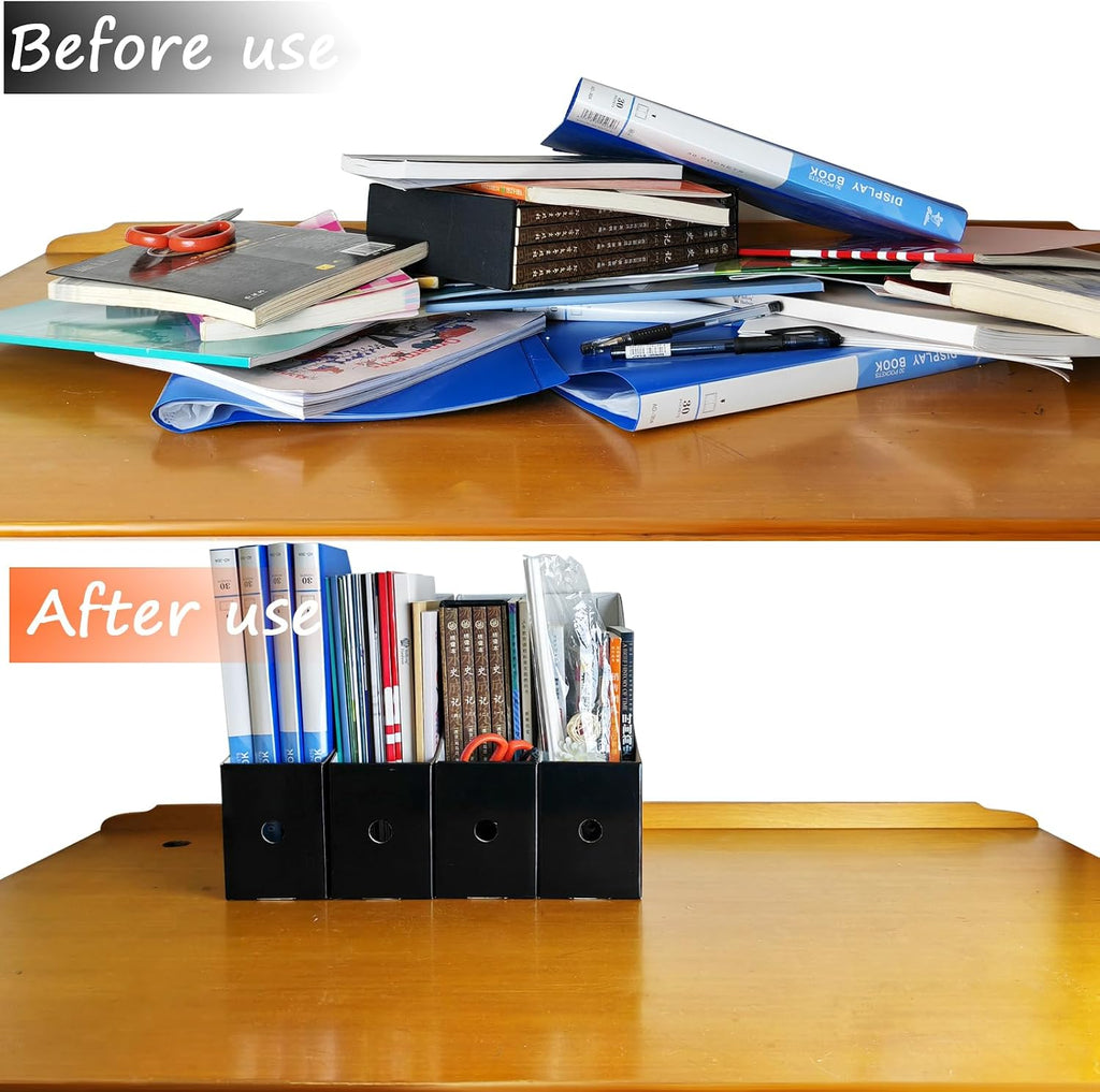 Limitliho 24 Pack Black Cardboard Magazine File Holder for Desk or Shelves