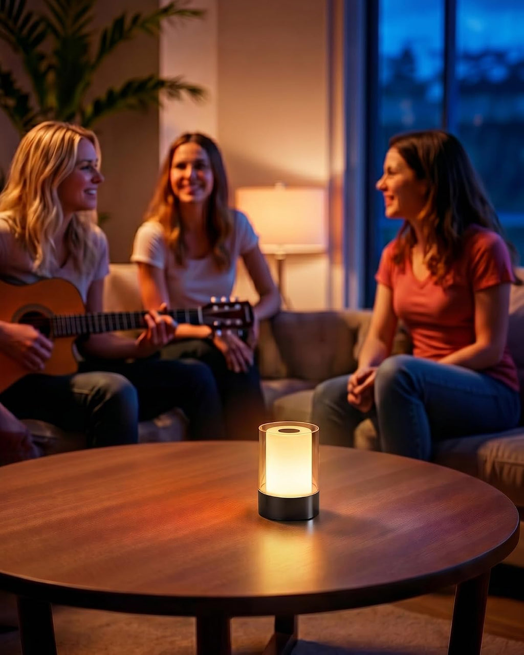 4" RGB Black Cordless Table Lamp 2, Small Outdoor Rechargeable Lamp