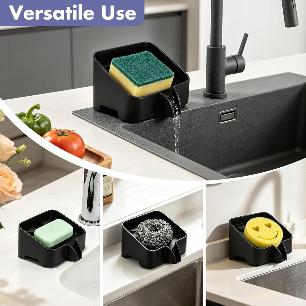 Silicone Sponge Holder for Kitchen Sink, Fast Water Drying Soap Dish