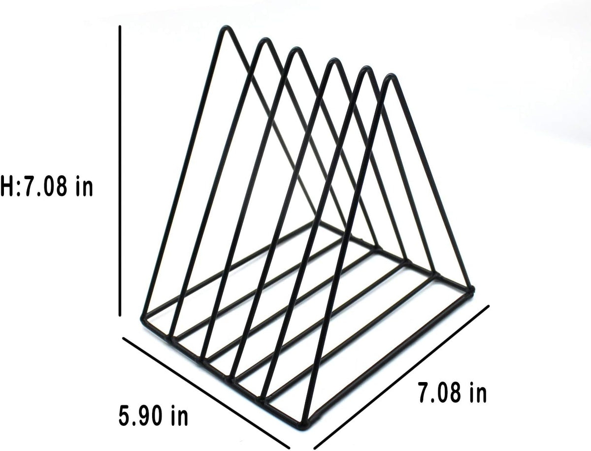 QPEY 5-Slot Black Metal Triangle File Holder, 1pc for Office