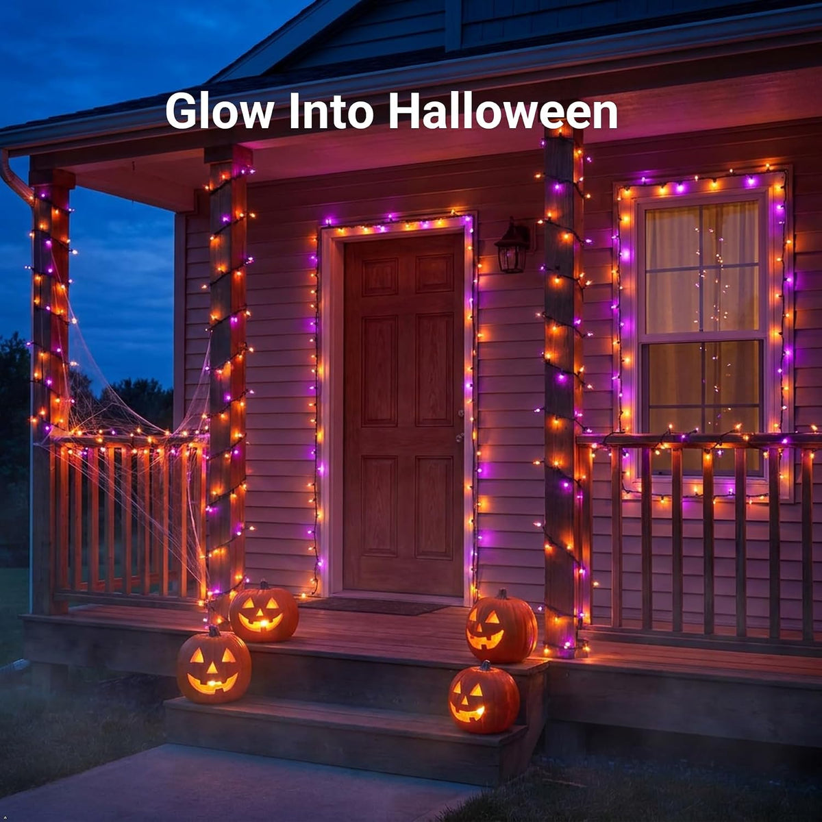 TIGOMOOV Purple Orange Halloween String Lights Plug in, 100 Count 21ft Mini Incandescent Spooky Lights with Black Wire, UL-Listed Connectable for Halloween Decorations, Porches, Patios, Trees