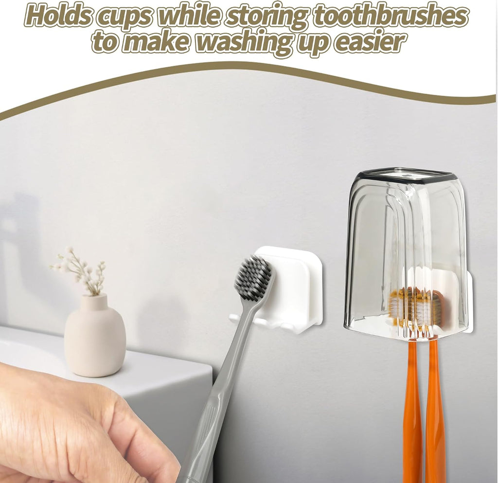 2-Piece Set of White self-Adhesive Wall-Mounted Waterproof Toothbrush Holders, Electric Toothbrush Holder for Bathrooms，Suitable for Bathroom Showers.