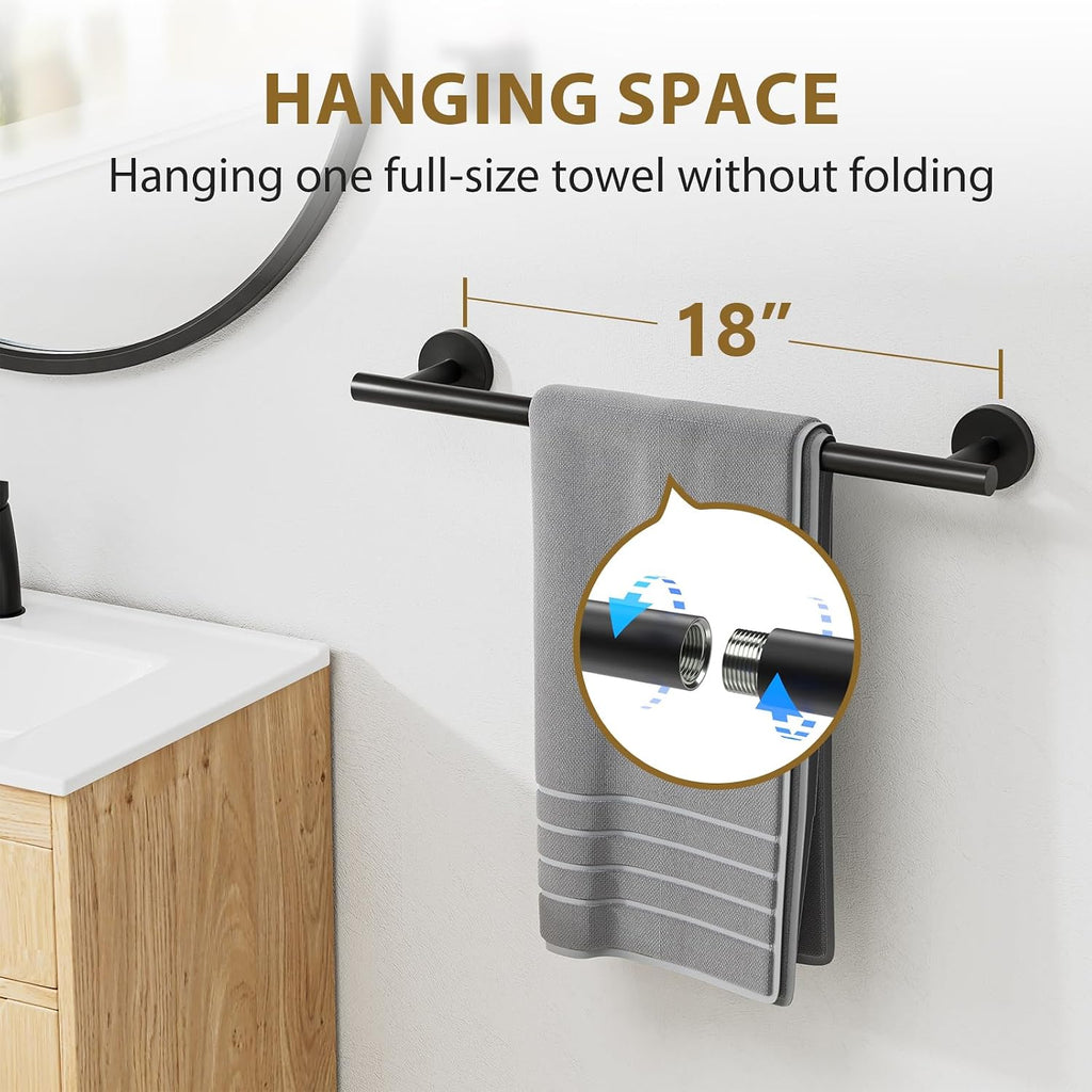 Luxbaro 18 Inch Matte Black Bathroom Hardware Set, Thicken, 4-Piece