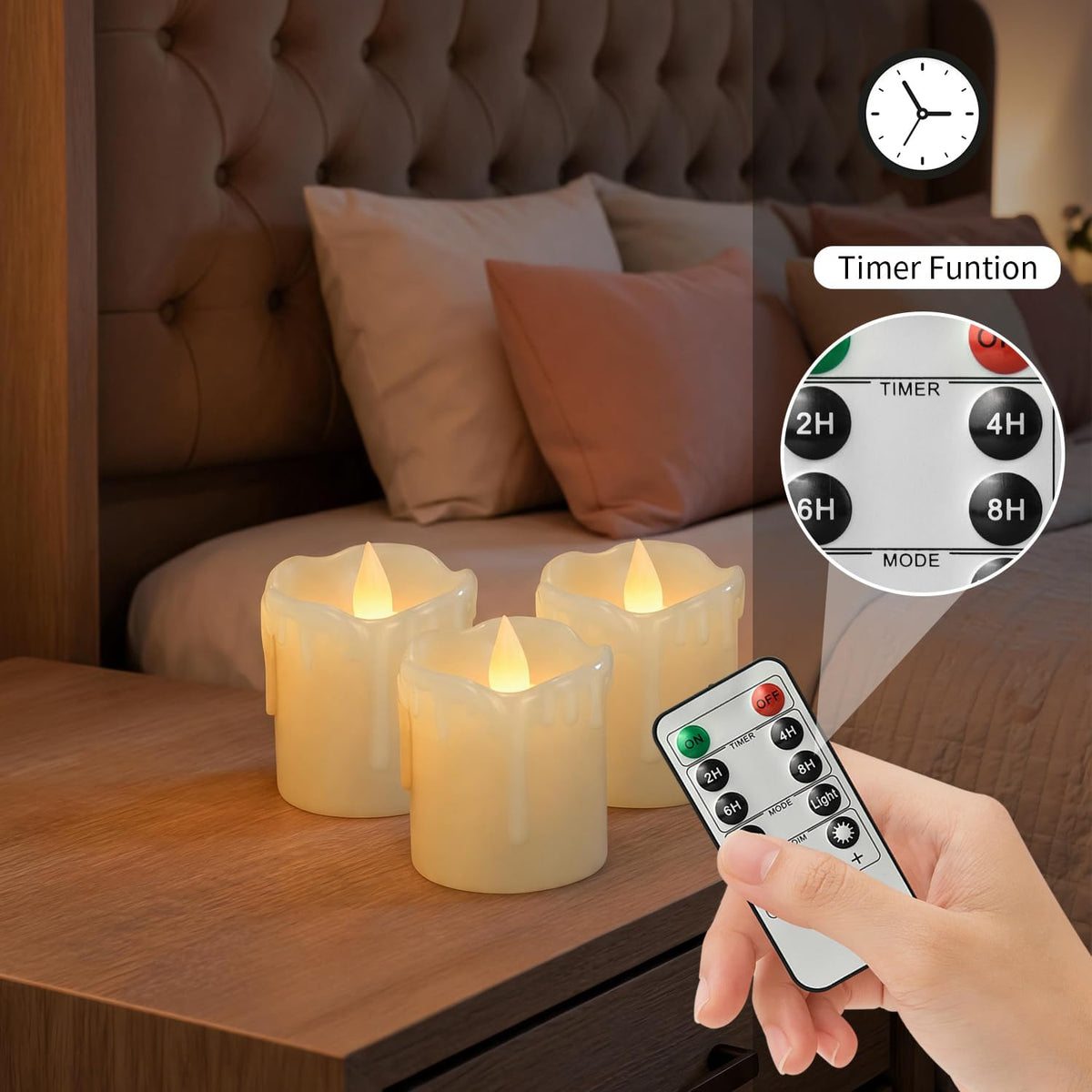 4 Pack Real Wax Flameless Candles with Remote, 2" x 2.5", Last 240H