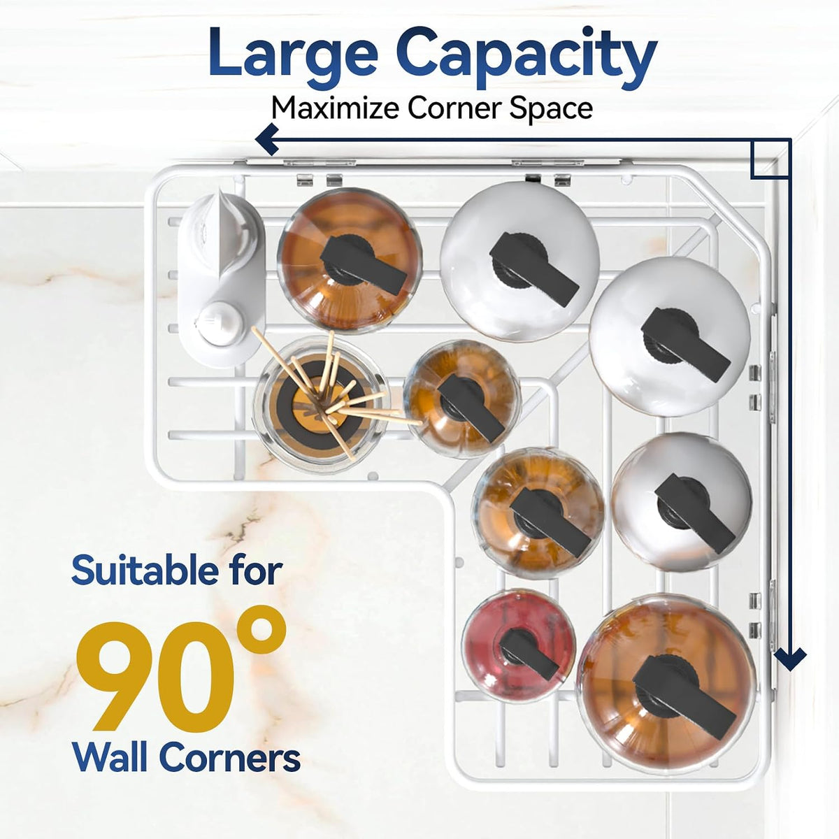 YASONIC Corner Shower Caddy Adhesive, 100% Rustproof Shower Organizer with Soap Holder, No Drill Shower Shelf for Inside Shower, Wall-Mounted Shower Storage for Homes (3 Pack, White)
