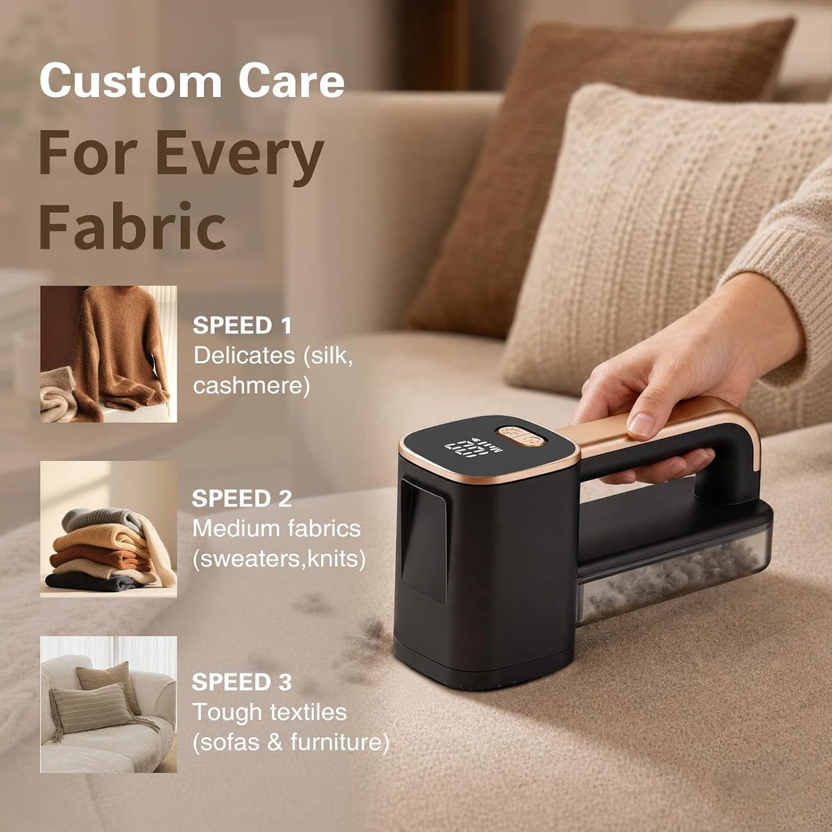 Rechargeable Fabric Shaver for Clothing Furniture Lint Remover with Light
