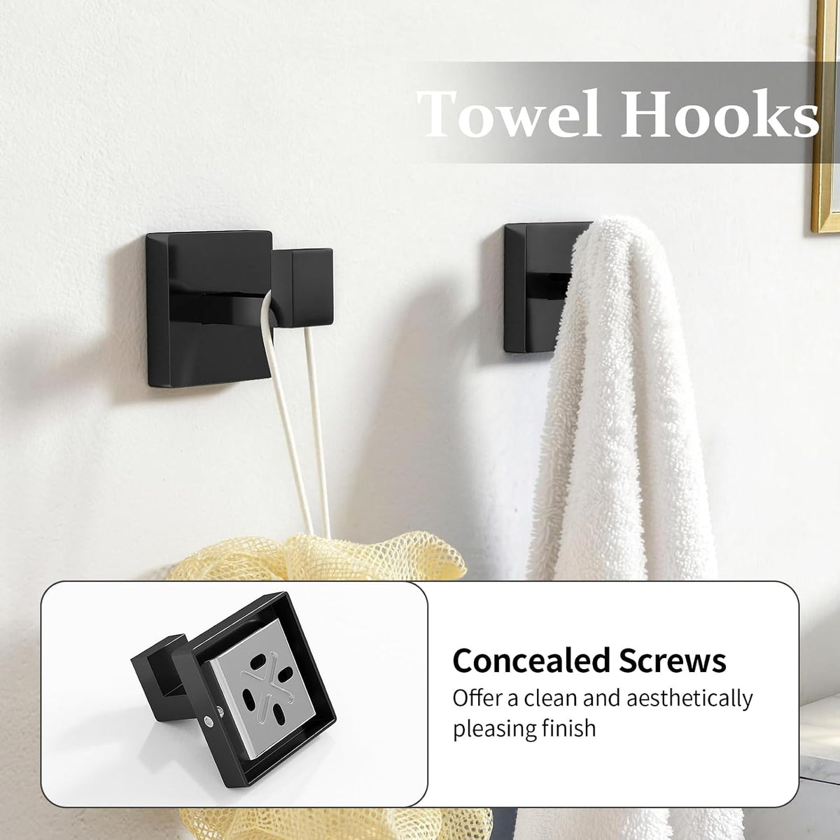 STWWO 5-Piece Matte Black Bathroom Accessories Hardware Set