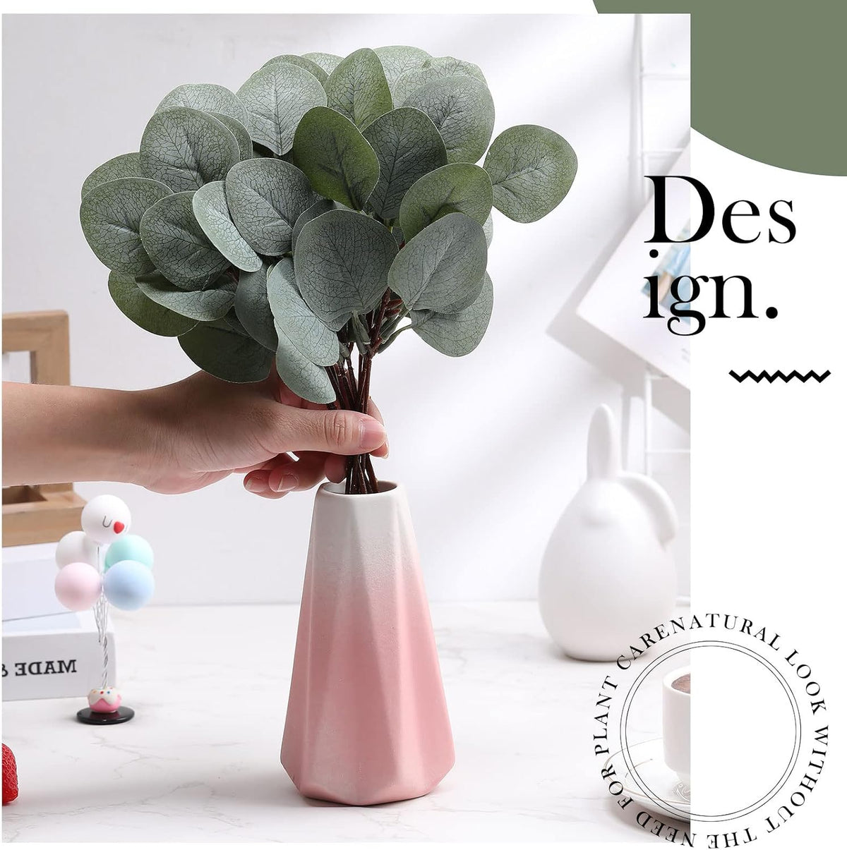 Taiyin 120 Pieces Artificial Eucalyptus Leaves Set Greenery Eucalyptus Stem