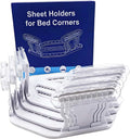 4Pcs Bed Sheet Holders for Corners, Heavy Duty Bed Lock Clips Keep Sheets Firm & Tight on Mattress, Non-Slip Grippers, Fitted Sheet Fastener, Universal Corner Holder for Home, White Plastic No Wrinkle