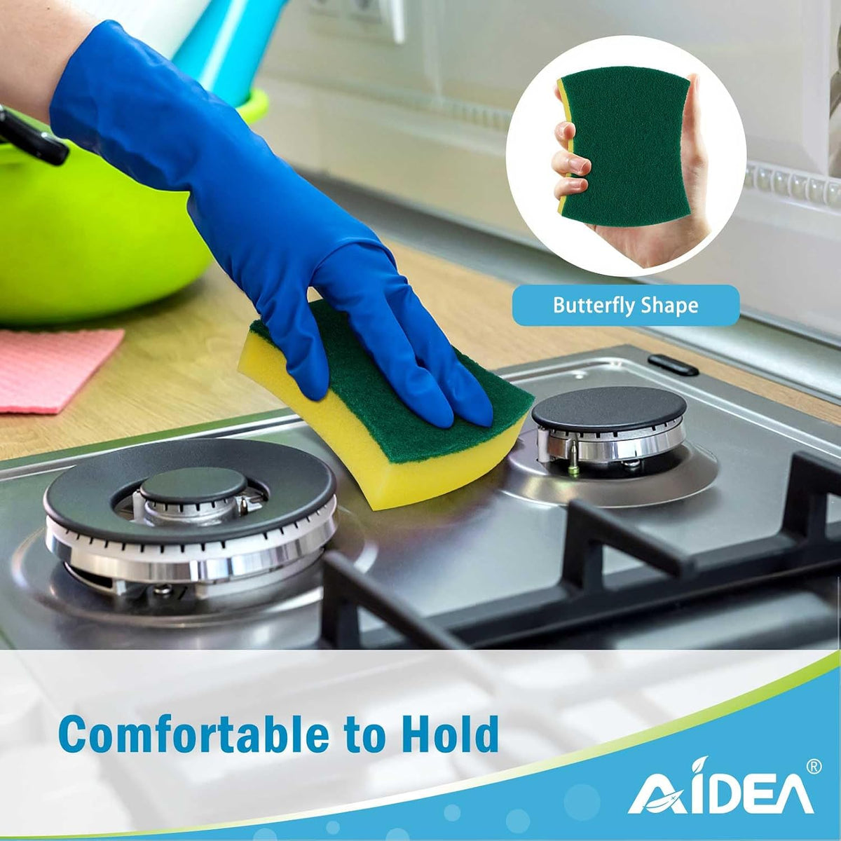 AIDEA Heavy Duty Sponges Kitchen 50PK, Dish Sponge Kitchen, Scrub Sponges