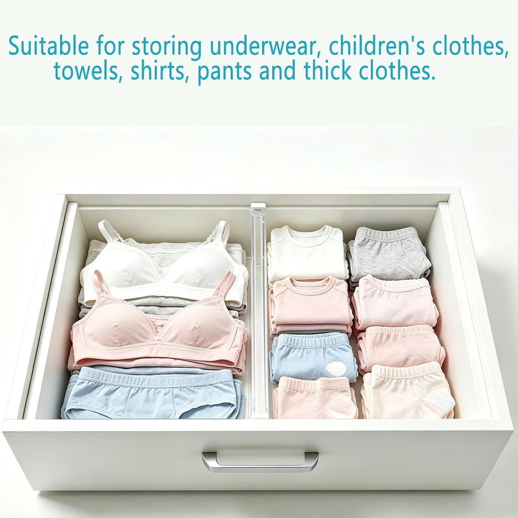 5 Pack 6" High Clear Adjustable Drawer Dividers Clothes,Expandable 12-20"