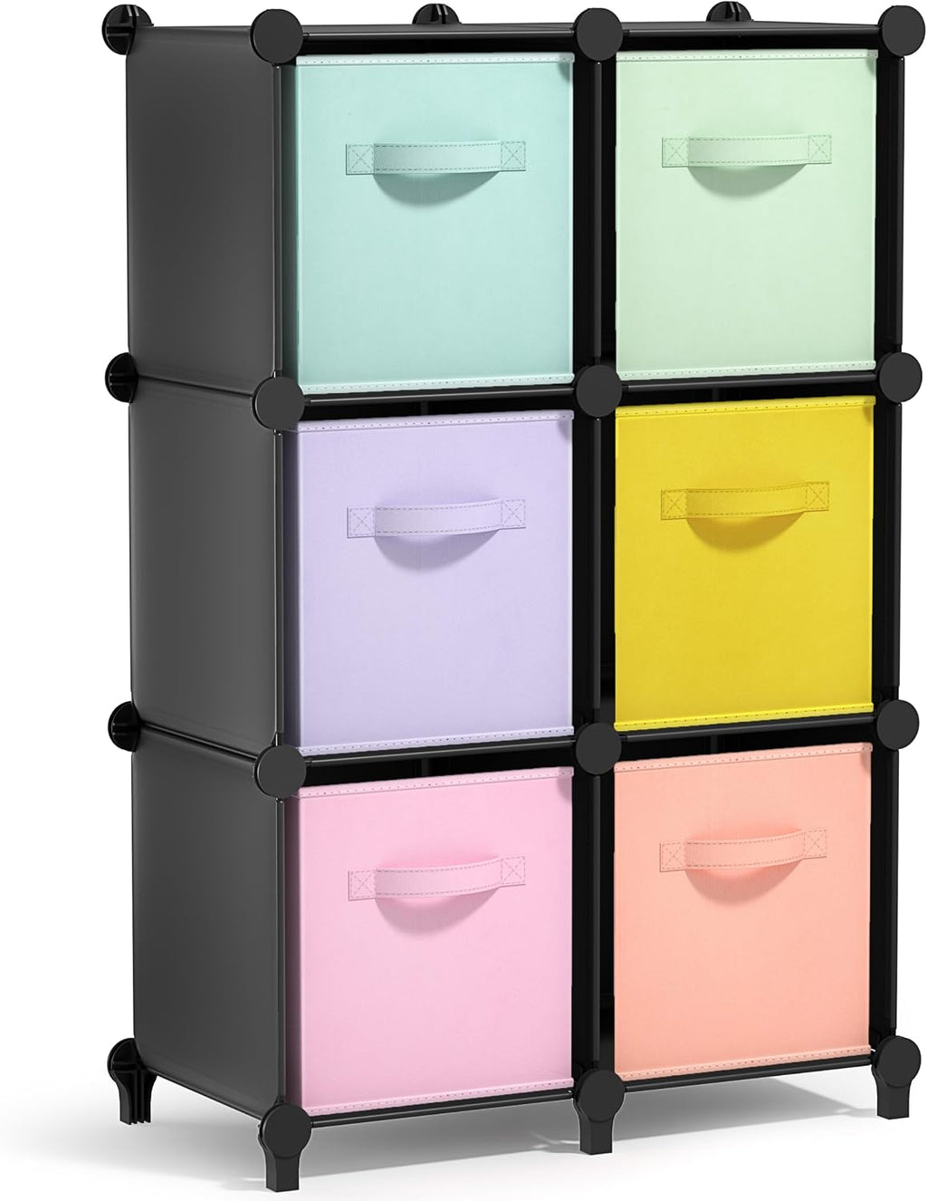 Sorbus 6 Cube Storage Organizer with 6 Fabric Bins (Black)