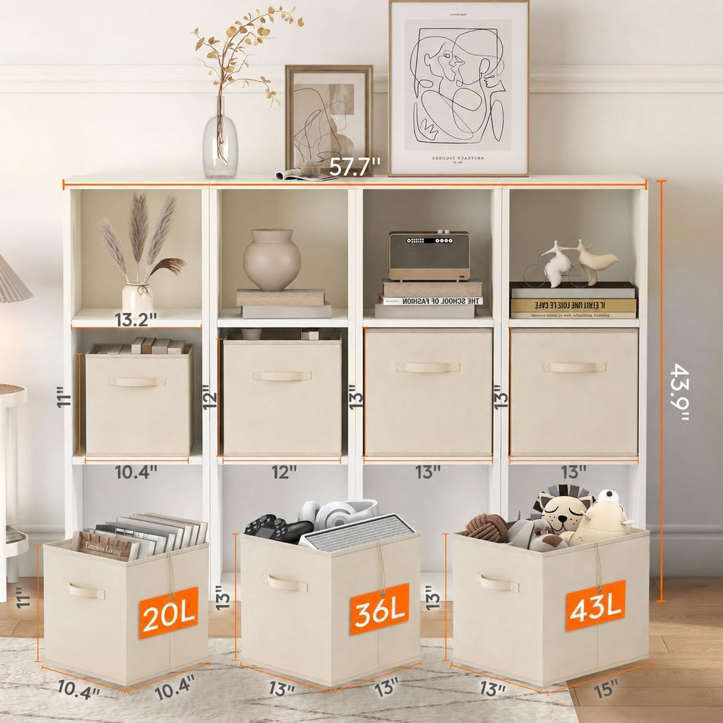 Lifewit Storage Cubes, 11 Inch Organizer Bins, 18L Beige, 6 Packs