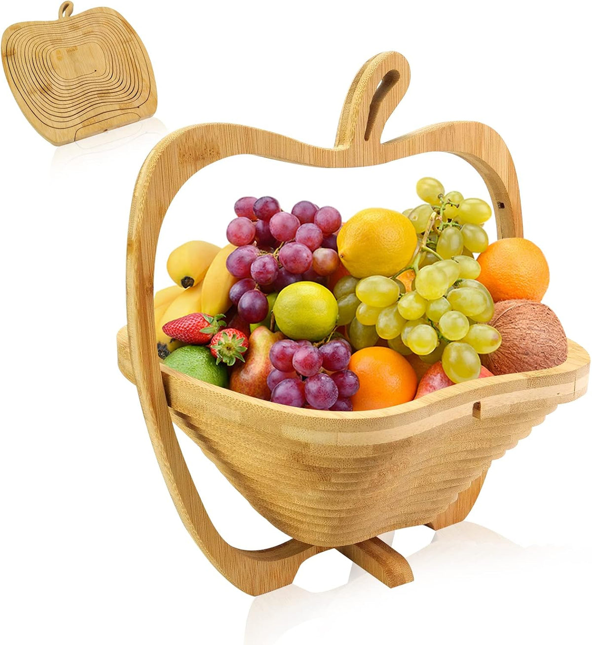 MYOSOTIS Foldable Fruit Basket Gift Snack Box Apple shape fruit bowl holder and Dried fruit basket For Halloween Holiday Party Christmas Decoration (Apple02)