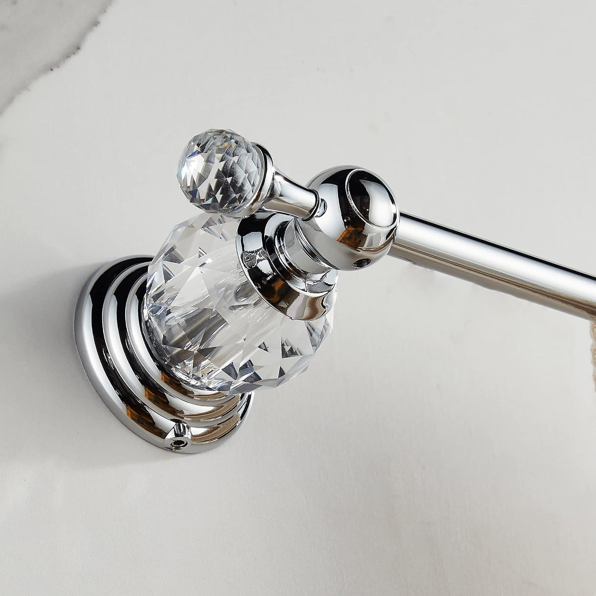 WOLIBEER Crystal Towel Bar,Chrome Towel Holder Adjustable Towel Rack Rod Expandable Stainless Steel Bathroom Accessories Wall Mounted