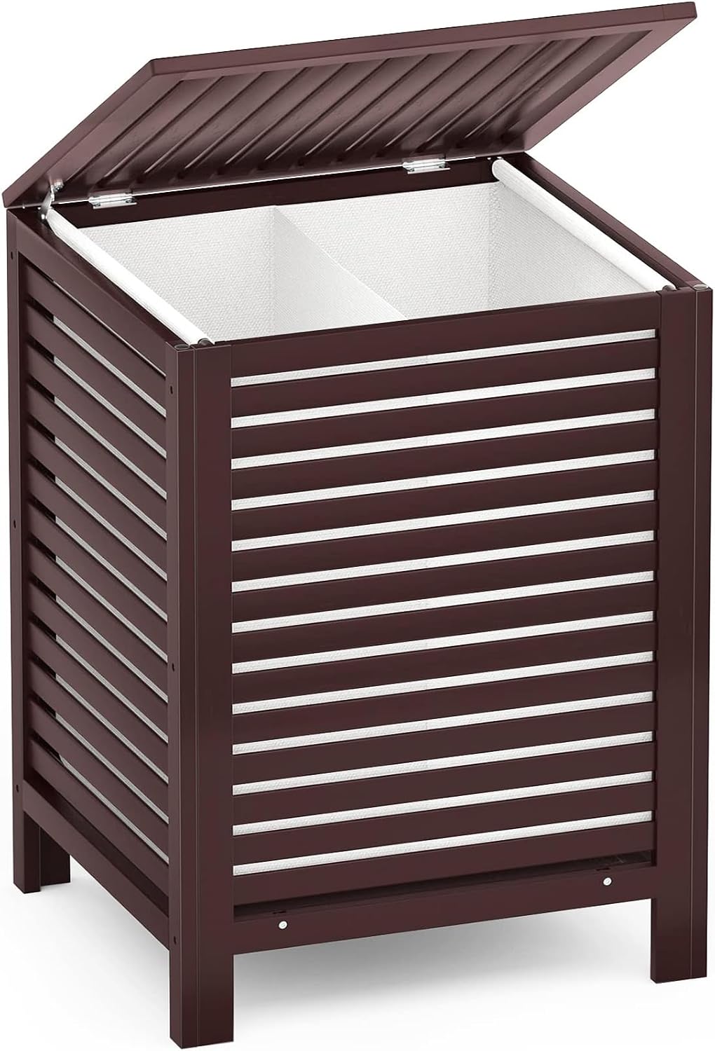 Homykic 120L Bamboo Laundry Hamper with Lid and Removable Bag, Espresso