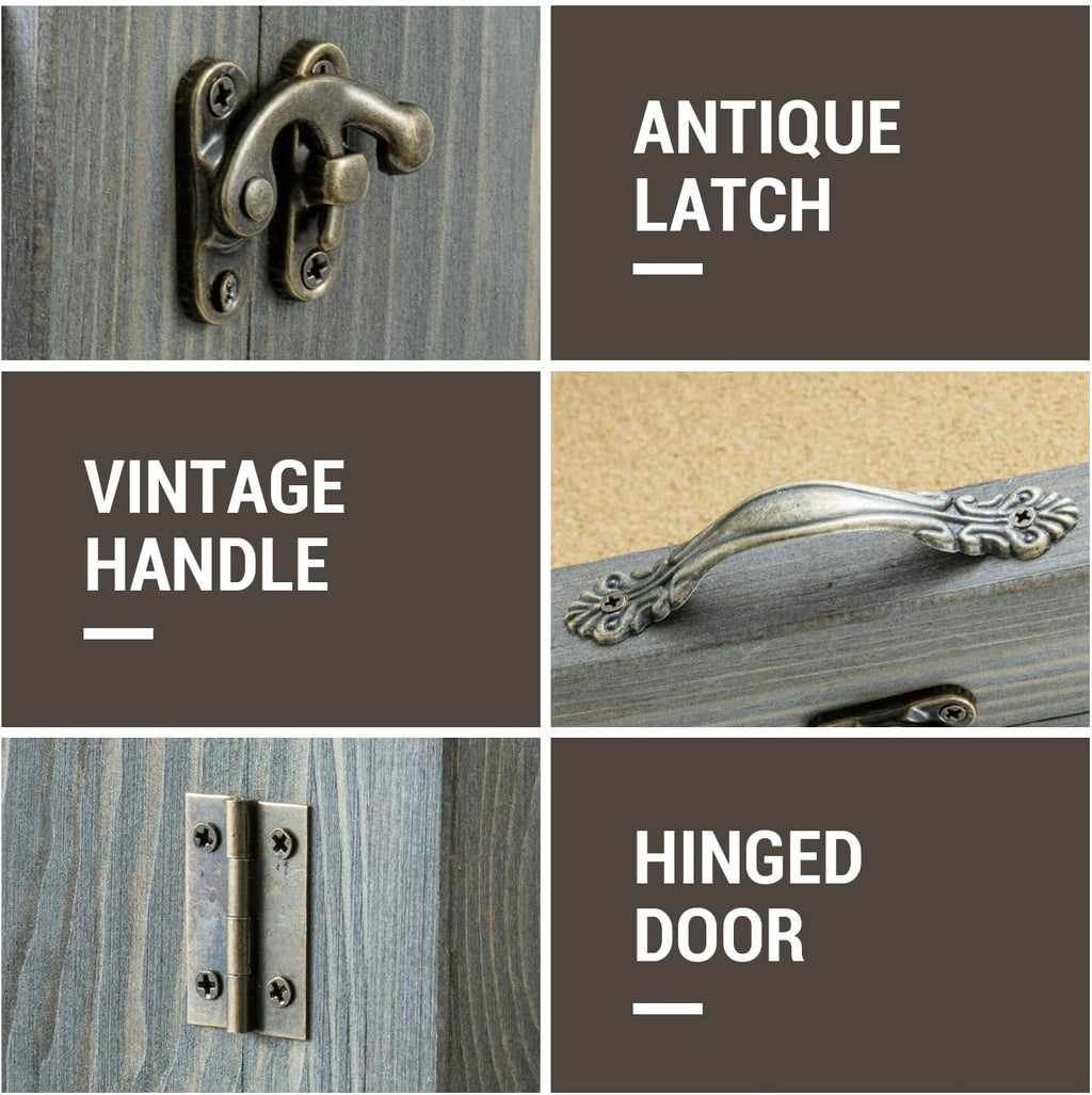 MyGift 11x14 Vintage Gray Solid Wood Deep Shadow Box with Cork Board Backing, Wall Mounted Display Case with Clear Acrylic Front Window Panel, Metal Handle