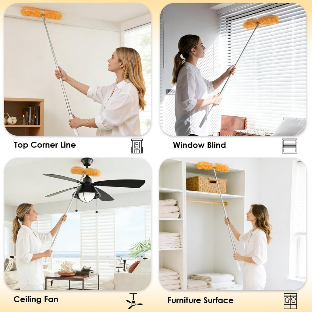 6ft Extendable Duster Kit 12 Refills for Swiffer Duster with Extension Pole
