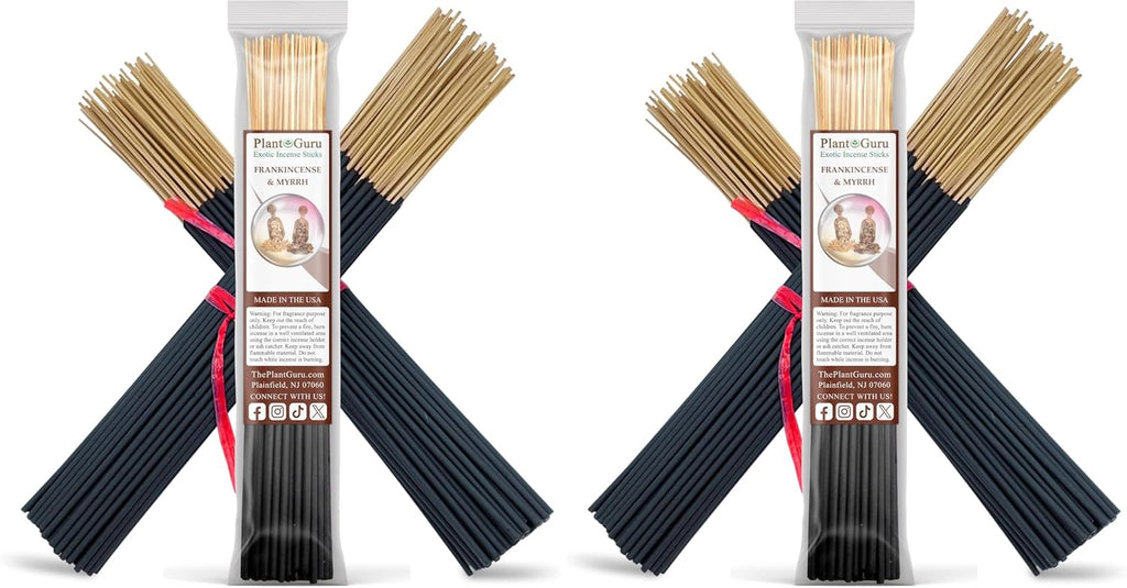 Frankincense and Myrrh Exotic Incense Sticks 11 Inch - Bulk 1 Bundle 85 to 100 Sticks - Natural 11" Long Lasting Aroma that Burns for 45 to 60 Minutes. (Pack of 2)