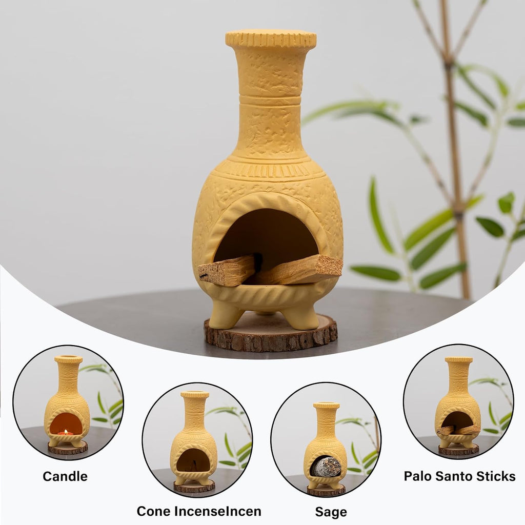 Ceramic Mini Chiminea Palo Santo Burner, Decorative Cone Incense Holder