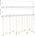 Acrylic Necklace Holder 2 Pack Wall Mounted Necklace Organizer Hanging Jewelry Organizer with 12 Hooks for Necklaces, Bracelets, Rings and Bangles Display