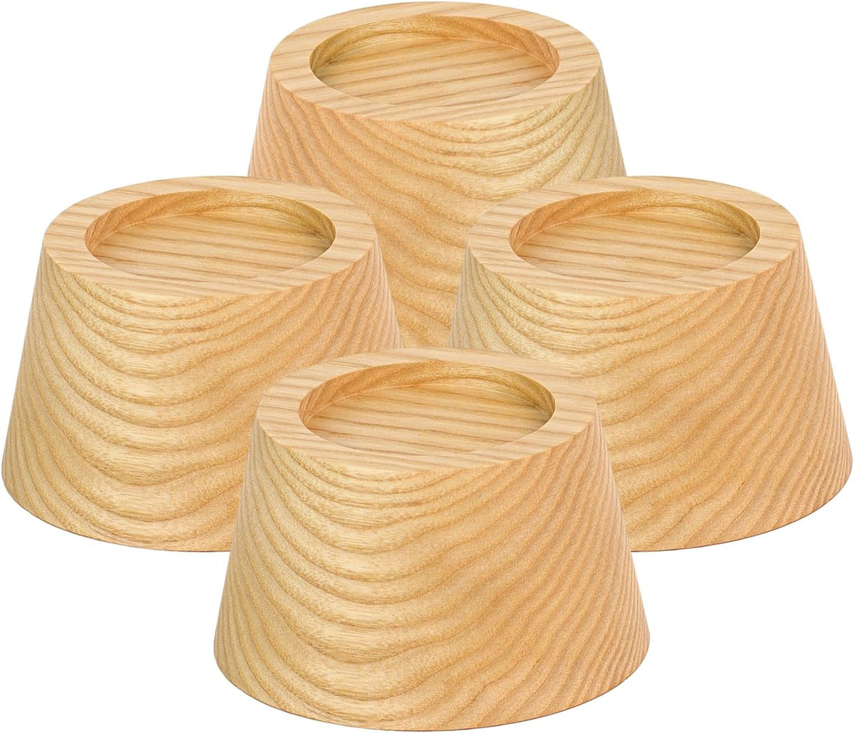 FASONLA Bed Risers (Set of 4) Furniture Risers Lifts Height 2", Oak Solid Wooden Risers for Bed, Furniture Risers with Non-Slip Recessed Hole (Monolithic Wood, 4pcs-2" Hight-Natural)