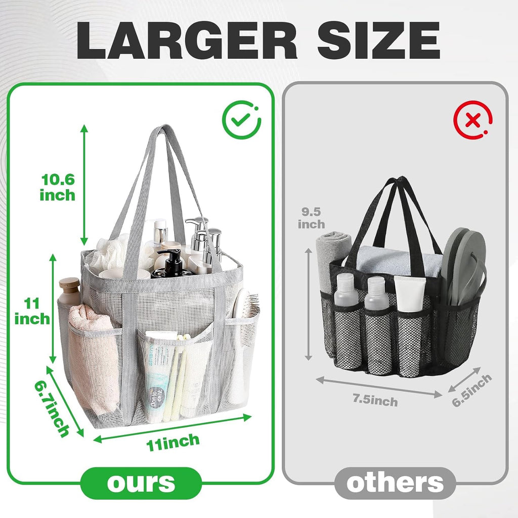 Mesh Shower Caddy Portable with Zipper for College Dorm Essentials Grey