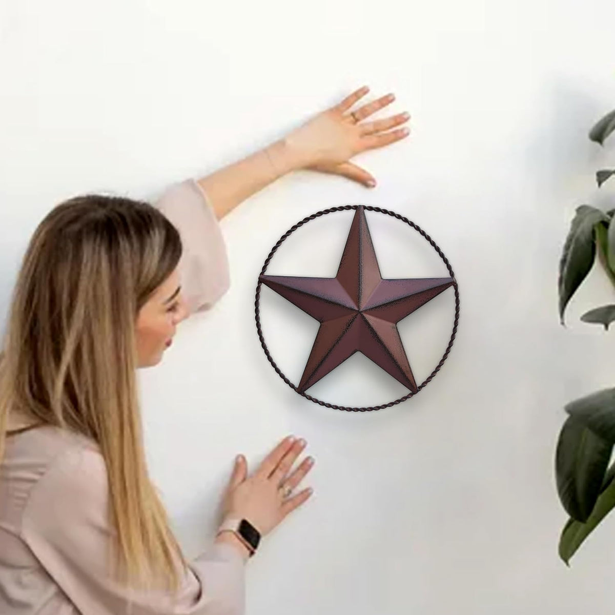 JoyEvy 9.5" Red Barn Star Wall Decor, Metal Stars for Outside or Inside of House, Iron Texas Stars Rustic Vintage Western Country Home Farmhouse Wall Art Decorations