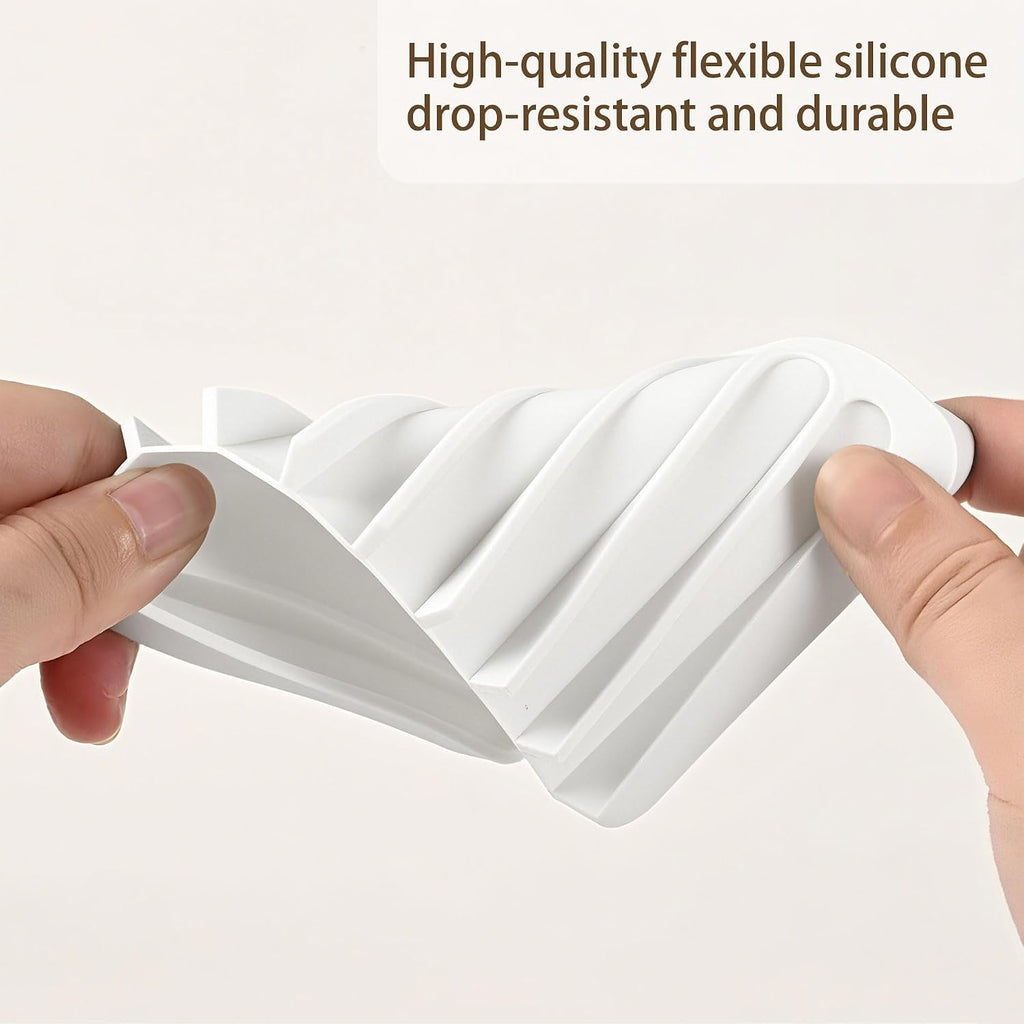 Aoheuo Modern Minimalist Style Soap Dish, Flexible Silicone Drain Soap Holder (White), 4.5" Long 3.2" Wide 0.4" High, Suitable for Kitchen, Bathroom and Bar Sinks