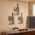 Otoolling 3 Pcs Wine Wall Art Black Metal Wine Sign 3 Style, Filigree
