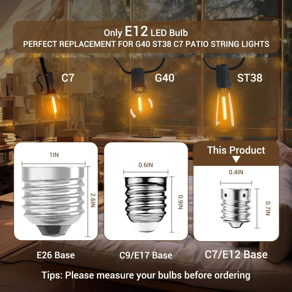 KGC G40 LED String Light Bulbs, 0.6 W Equvanlent to 7 W Incandescant Bulb