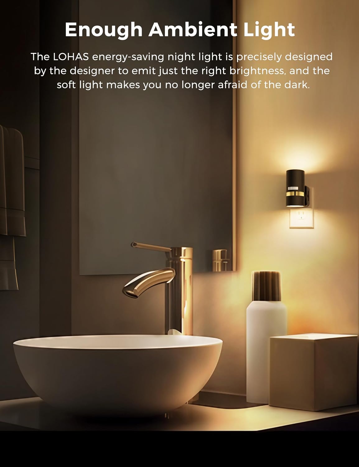 L LOHAS LED Motion Sensor Night Light Plug in, 3000K Soft White, 2 Pack