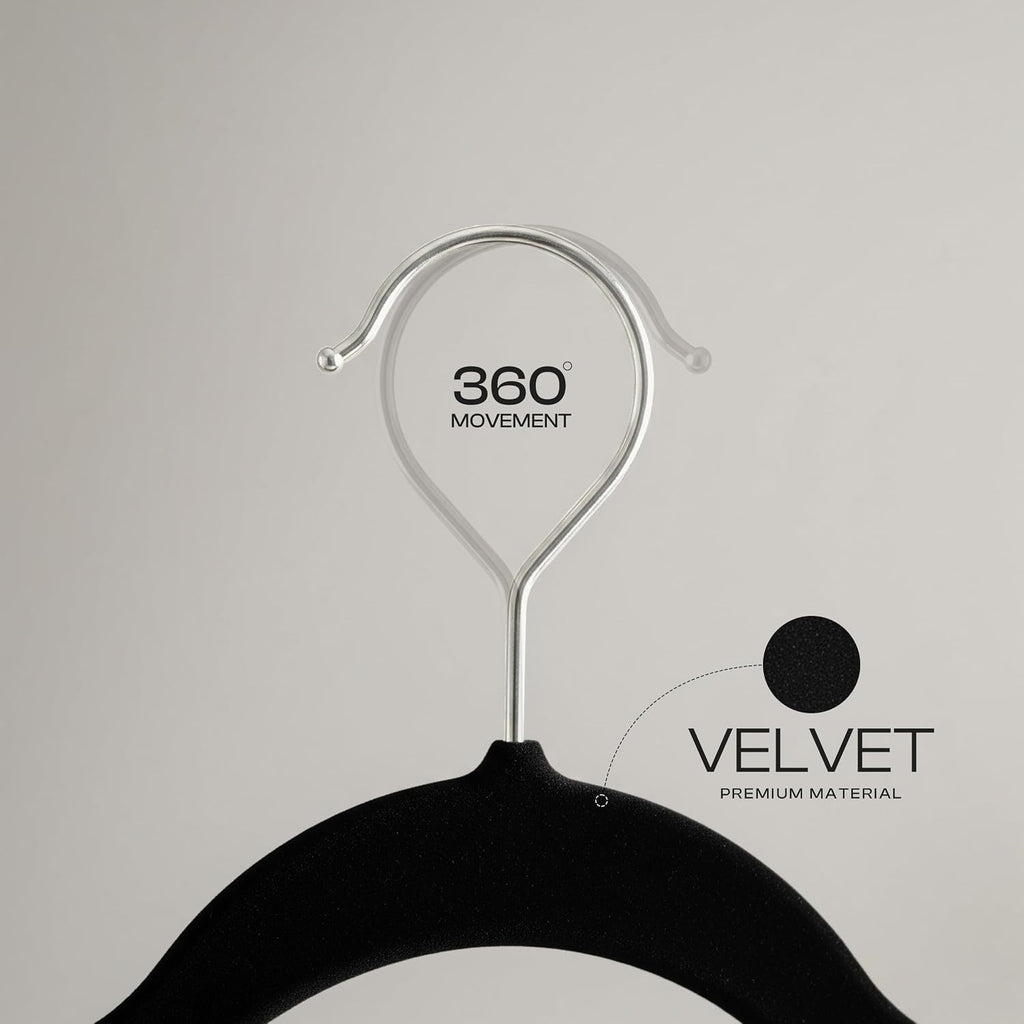 Utopia Home Velvet Hangers, Black, 30 Pack