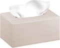 Linen Tissue Box Cover Rectangle,Leather Aesthetic Facial Tissue Box Holder