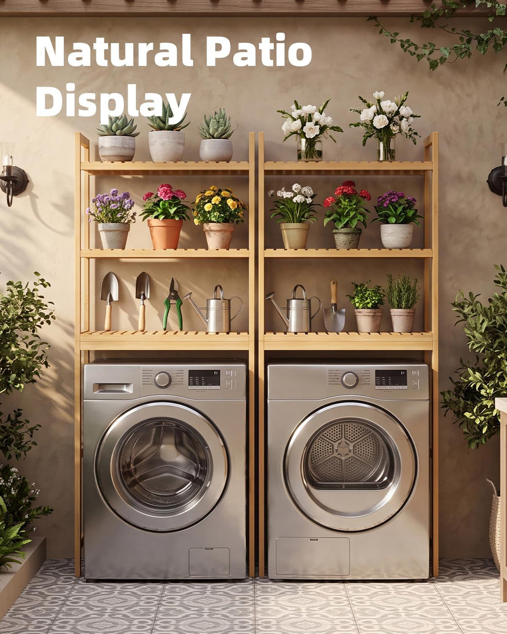 SMIBUY Bathroom Storage Shelf, Bamboo Over-The-Toilet Organizer Rack, Freestanding Toilet Space Saver with 3-Tier Adjustable Shelves (Natural)