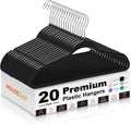 HOUSE DAY Black Plastic Hangers 20 Pack - Ultra-Thin Heavy Duty Non-Velvet