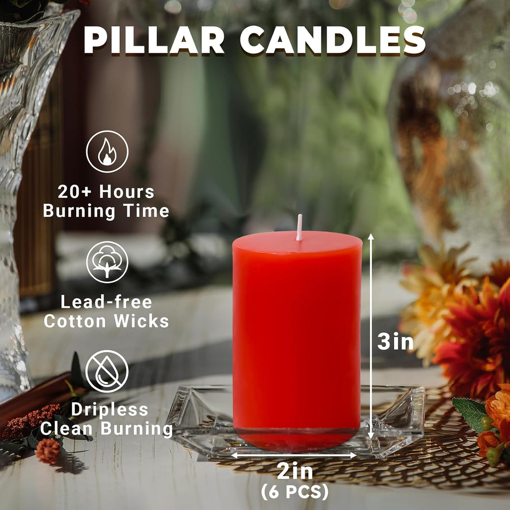 2x3 inch 2 White 2 Green 2 Red Pillar Candle for Christmas Décor