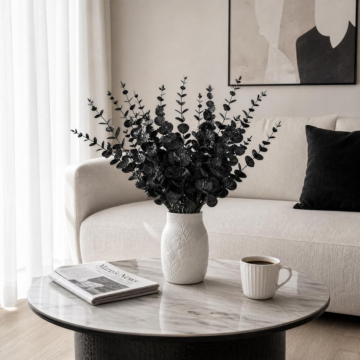 CLEANGOR Artificial Eucalyptus Stems (24, Black)