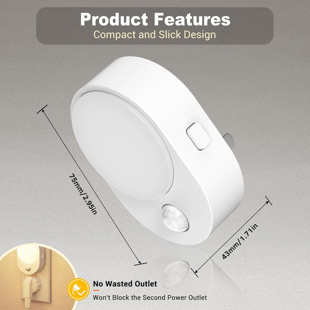 JandCase Motion Sensor Night Light, 4 Pack Motion Activated Sensor