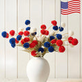 Red White and Blue Artificial Flower Arrangement 12 Stems with American Flag, 4th of July Table Decorations Centerpiece for Patriotic Home Decor, Independence Day Party, Memorial Day Decor