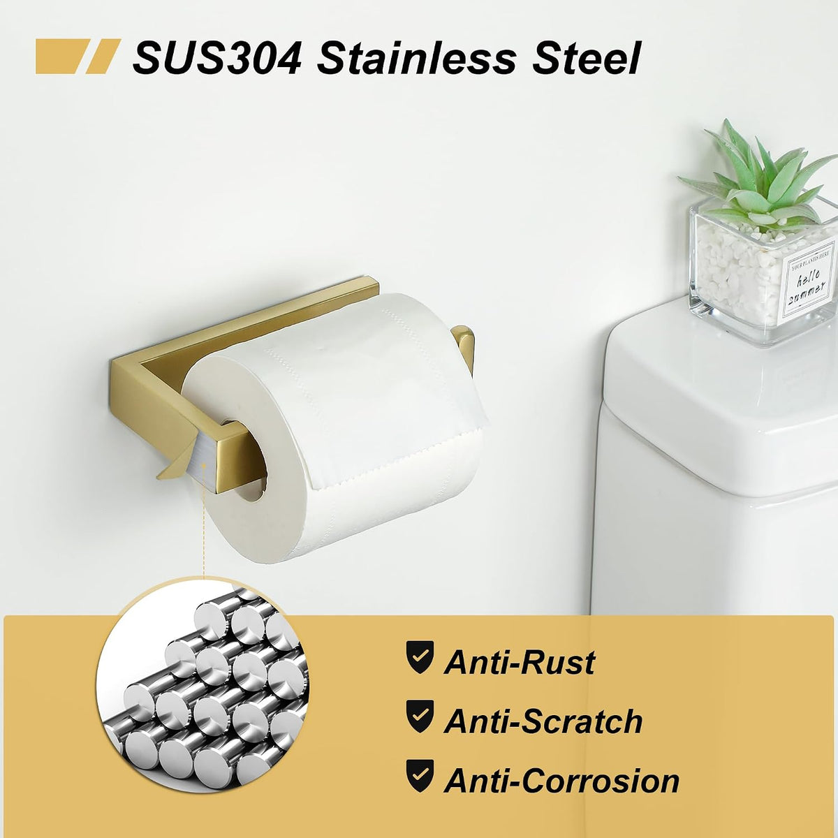 Sayayo Brushed Gold Toilet Paper Holder Wall Mount, RV Toilet Tissue Holder