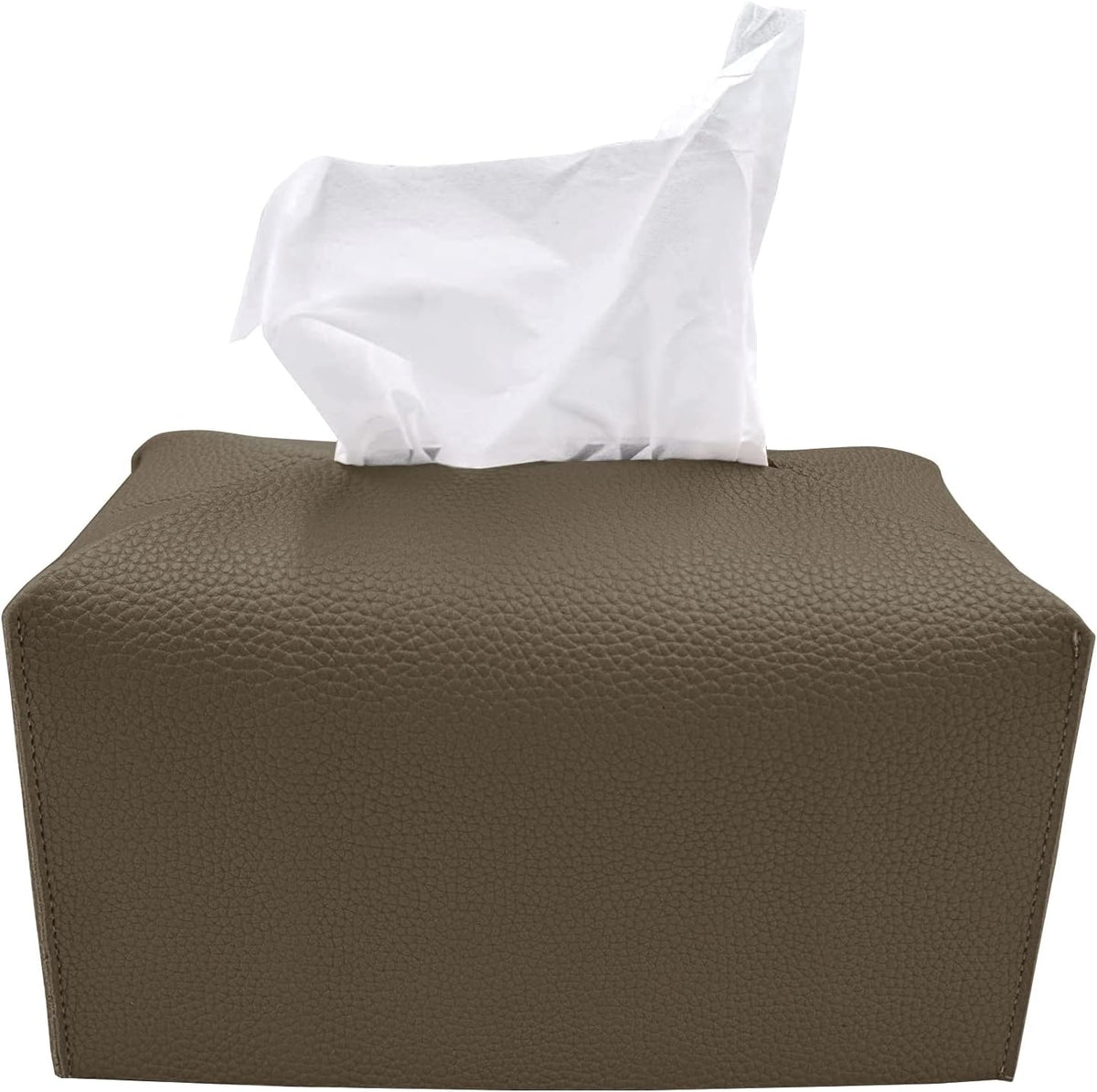 Carrotez Tissue Box Cover, [Refined] Modern PU Leather Rectangular Tissue Box Holder - Decorative Holder/Organizer for Bathroom Vanity Countertop, Night Stands, Office Desk 9.5"X5"X5" - Cocoa Brown